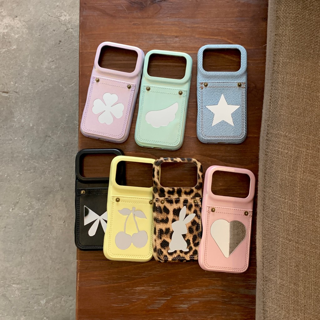 กระจกการ์ตูนหรูหรากระเป๋าหมุดหลุมขนาดใหญ่เคสโทรศัพท์สําหรับiPhone17 Pro Max 16 15 14 13 17 Pro 16 Pro Max Anti-Shockกล้องป้องกันDropหนังฮาร์ดปกหลัง