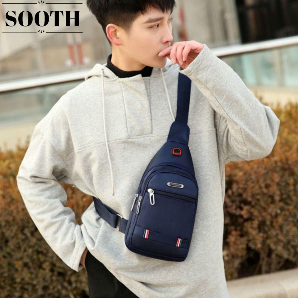 SOOTH Men Messenger กระเป๋า,สีดําสีฟ้าสีเทาสีน้ําตาลสี่เหลี่ยมผืนผ้าผู้ชาย Crossbody กระเป๋า, Casual