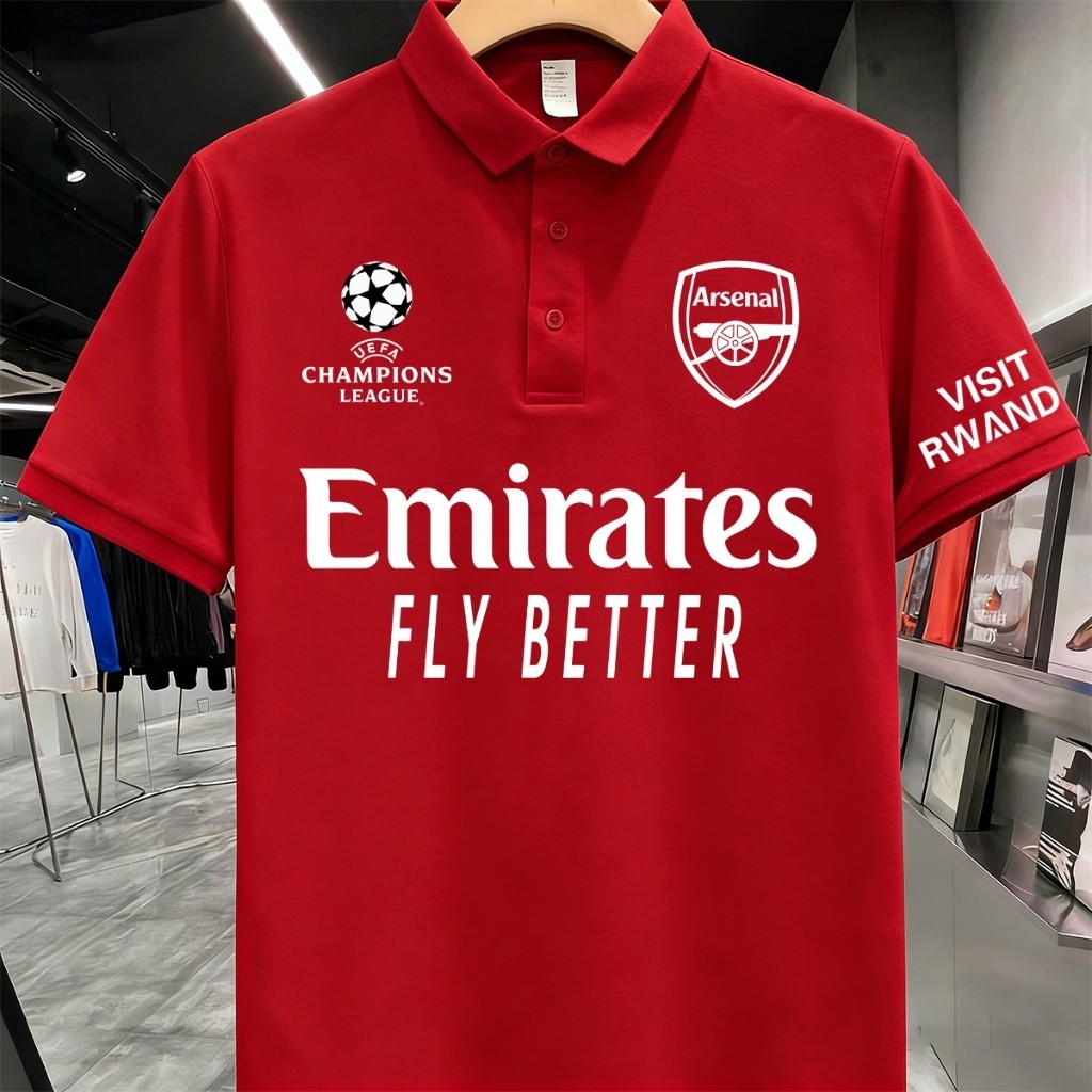 【polo】 NEW เสื้อโปโล เสื้ออาร์เซนอล UEFA Champions League ชุดฟุตบอล Arsenal FC ผ้าฝ้าย Polo shirt S-3XL