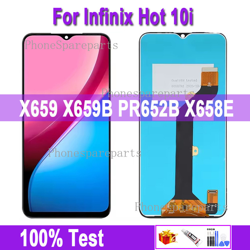 6.52 "Original LCD สําหรับ Infinix Hot 10i X659 X659B PR652B X658B จอแสดงผล LCD Touch Screen Digitiz