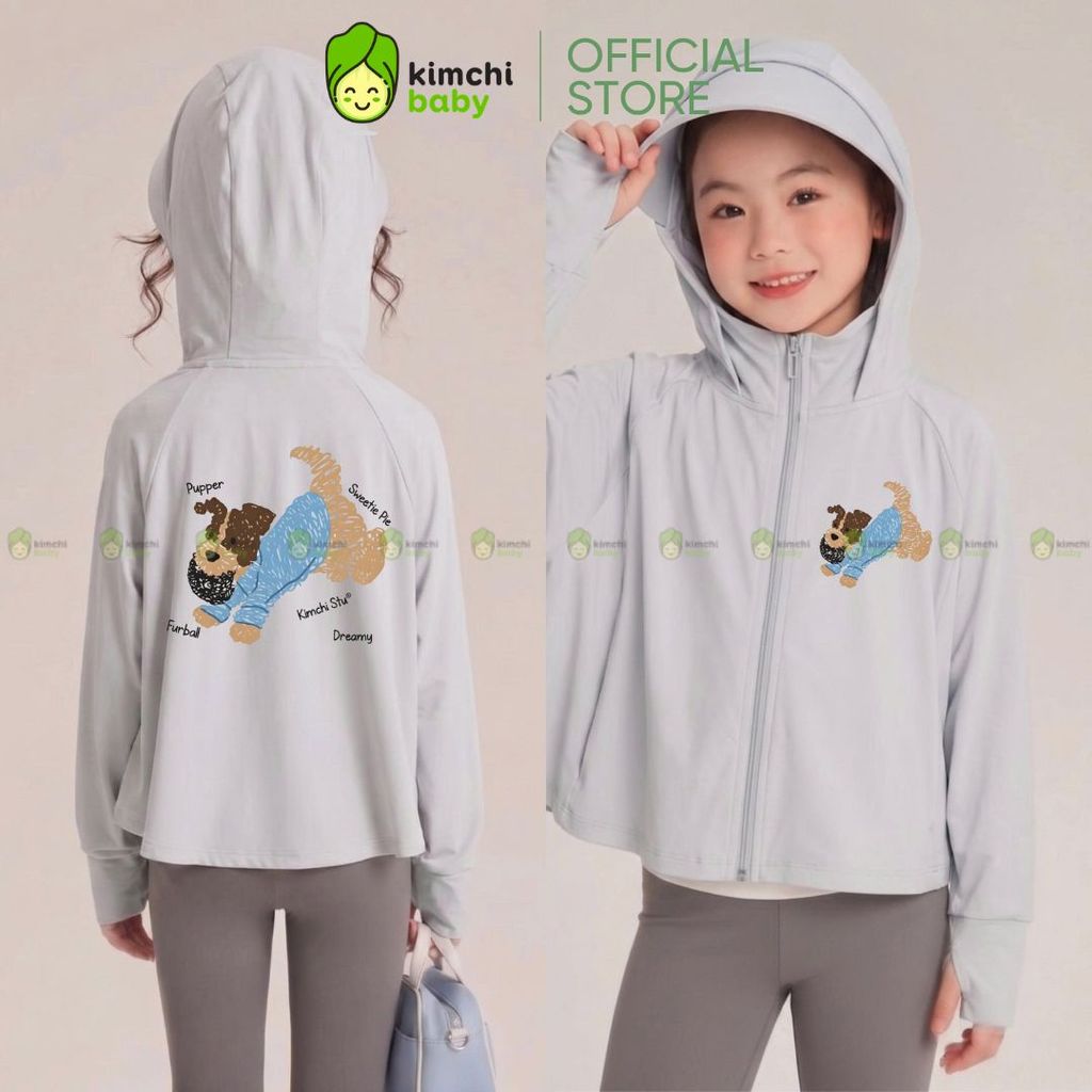 KIMCHIBABY เสื้อกันแดดสําหรับเด็กผู้หญิงผ้าไอซ์คูลคุณภาพสูงระบายอากาศระบายความร้อนป้องกันรังสียูวีลา