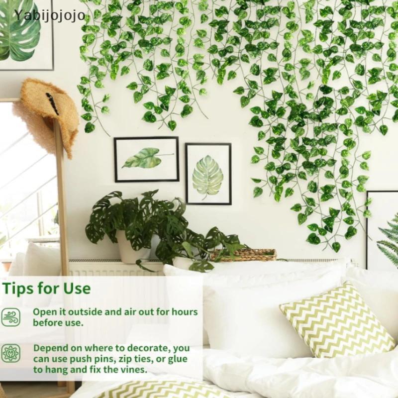 Yabijojojo ประดิษฐ์แขวน Ivy Vines 5 ชิ้นสีเขียว Garland เหมือนจริง Creeper สําหรับบ้านสวนงานแต่งงานต