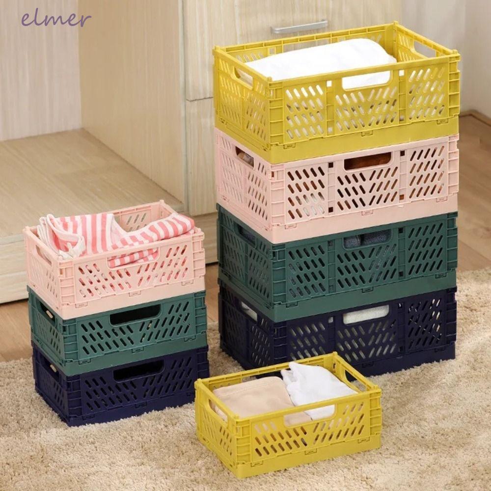 ELMER ลังเก็บของแบบพับได้,ตะกร้าเก็บซ้อนแบบพับได้,ประหยัดพื้นที่ S/M/L สีสัน INS ลิ้นชัก Organizer C