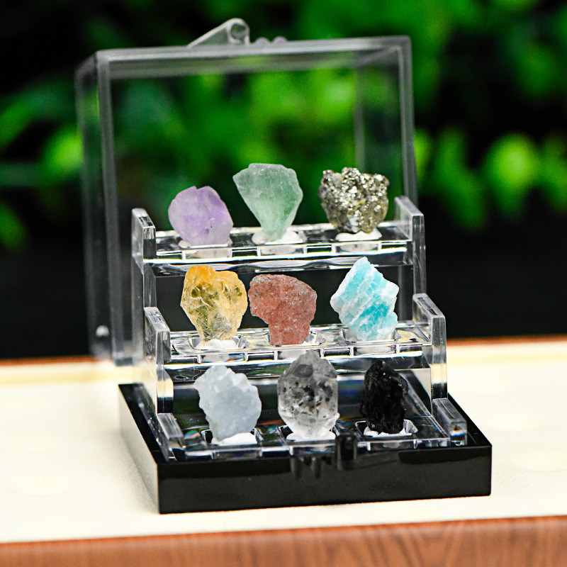 ชุดหินคริสตัล 9 ชนิด แร่ยอดนิยม สื่อธรณีวิทยา ของขวัญ พร้อมสต็อก