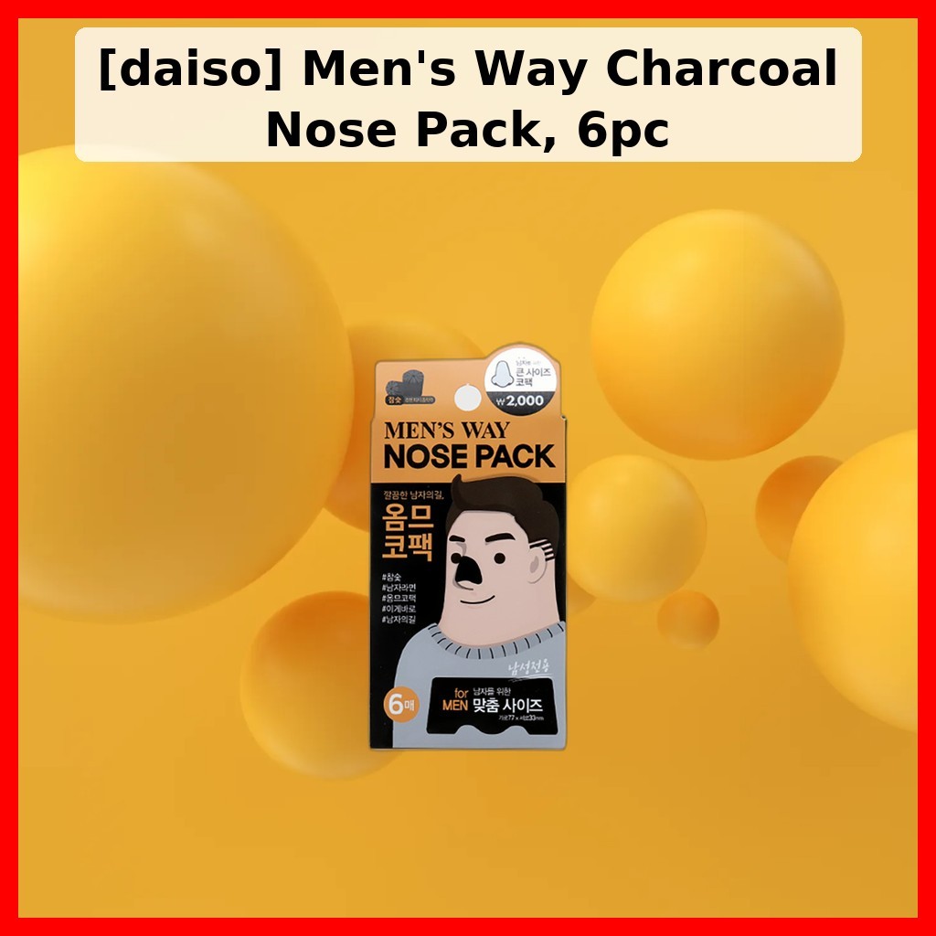 [daiso] Mens Way Charcoal Nose Pack, 6pc / Korean Nose Pack / Charcoal Pore Strip / ของแท้ 100% โดย 