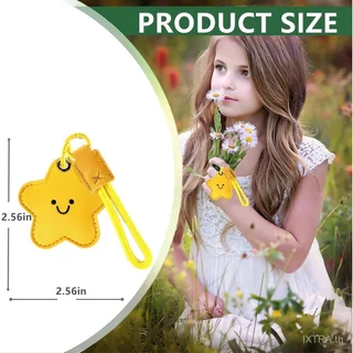[พร้อมส่ง] พวงกุญแจ AirTag เคสหนังลายดาวน่ารัก (Star A) พร้อมสายคล้องและห่วงกุญแจ กันรอย กันหาย สำหรับกุญแจรถและกระเป๋า AirTag Leather Case
