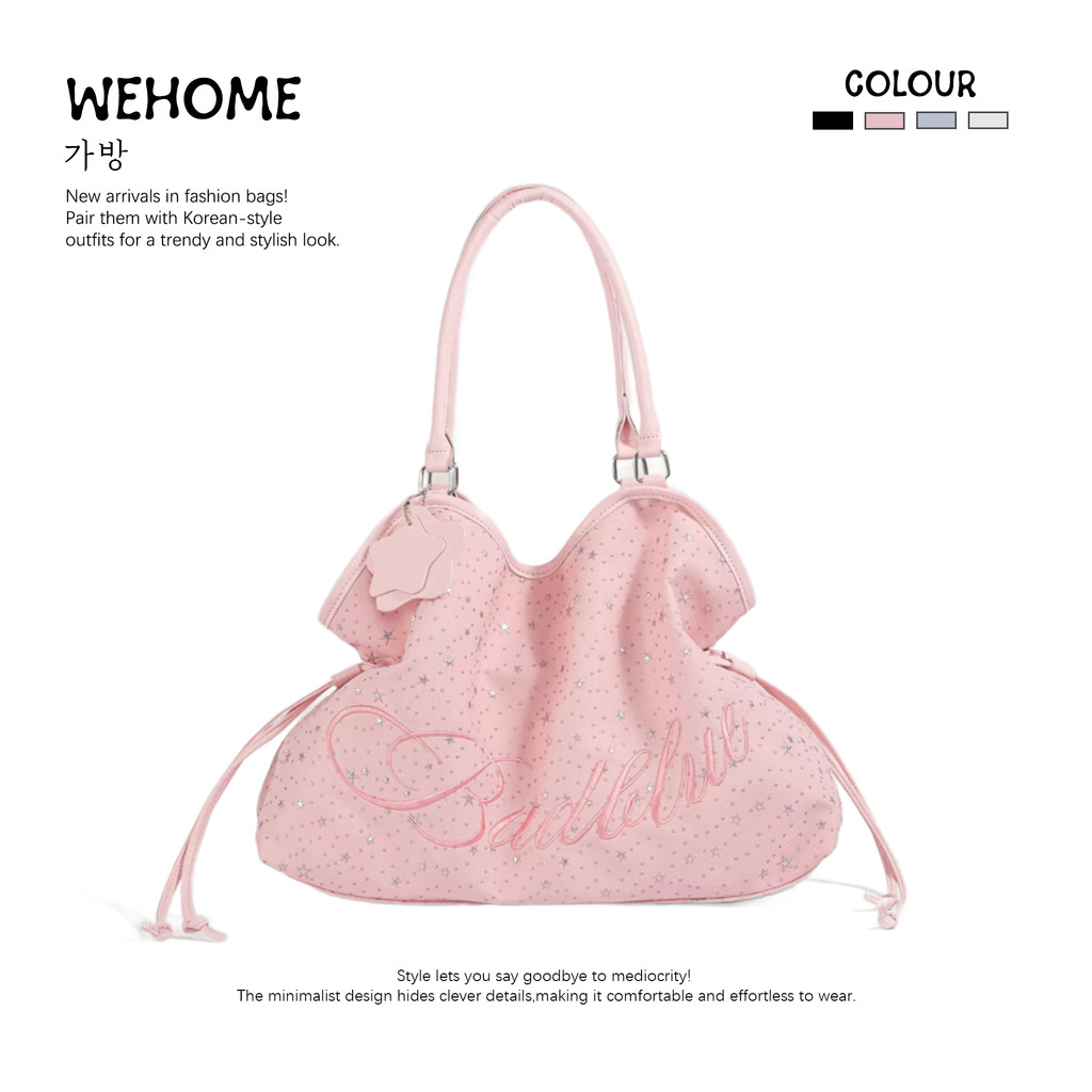 WEHOME Florence bag สไตล์เกาหลี สไตล์คาซิวัล เป้เป้สไตล์สาวๆ สีโดปามีน กระเป๋าใส่ไปมหาลัย tote bag