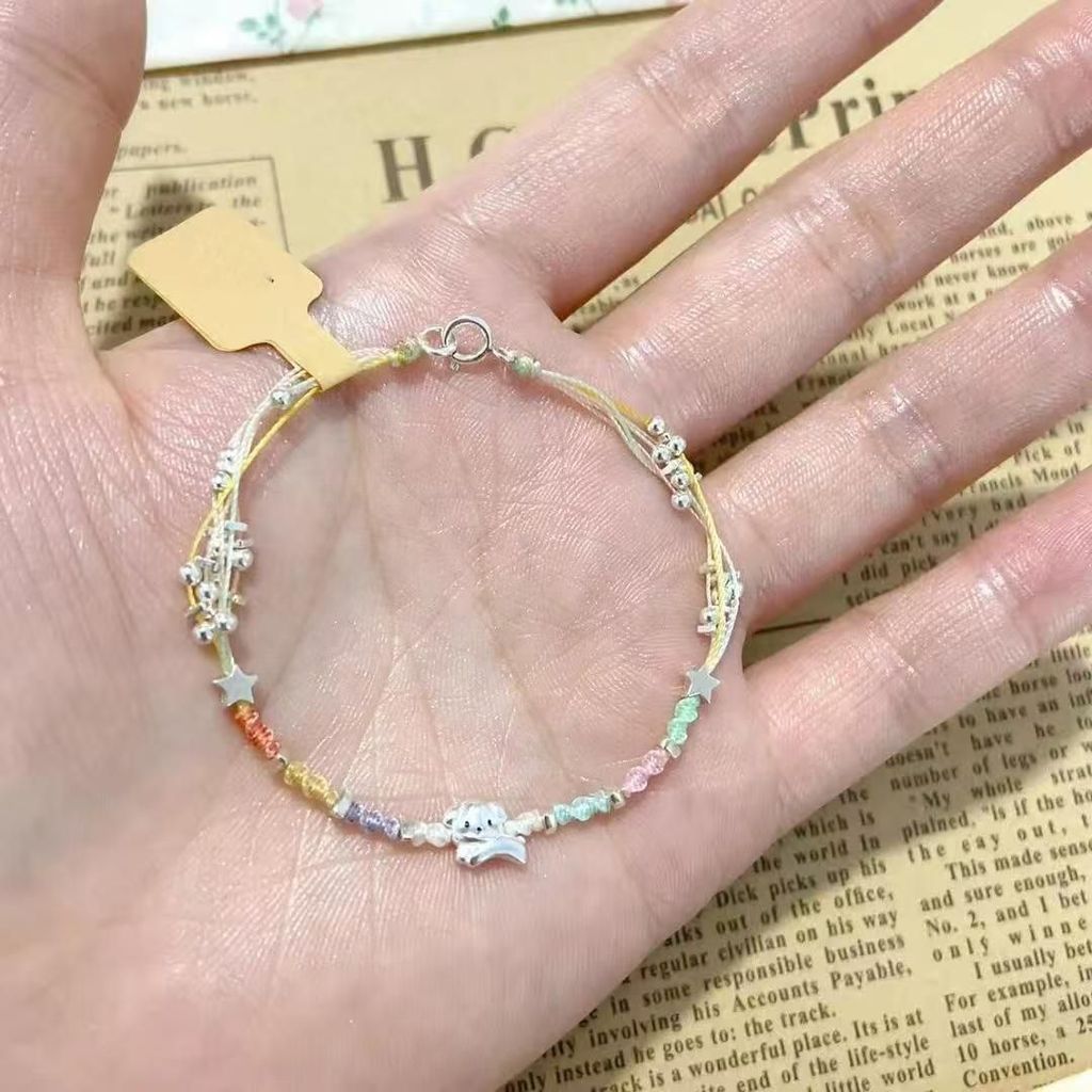 XINYI XINYI สีสันลูกสุนัข Rainbow สร้อยข้อมือผลิตภัณฑ์สําเร็จรูปทอมือ Niche แฟนสร้อยข้อมือประณีตคู่ข