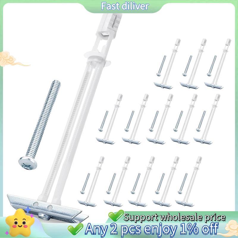 สมอ Drywall พร้อมสลักเกลียวรวม 3/16" -24 Heavy Duty Hollow Drywall Anchors ชุดติดตั้งทีวีสแตนเลส Hol