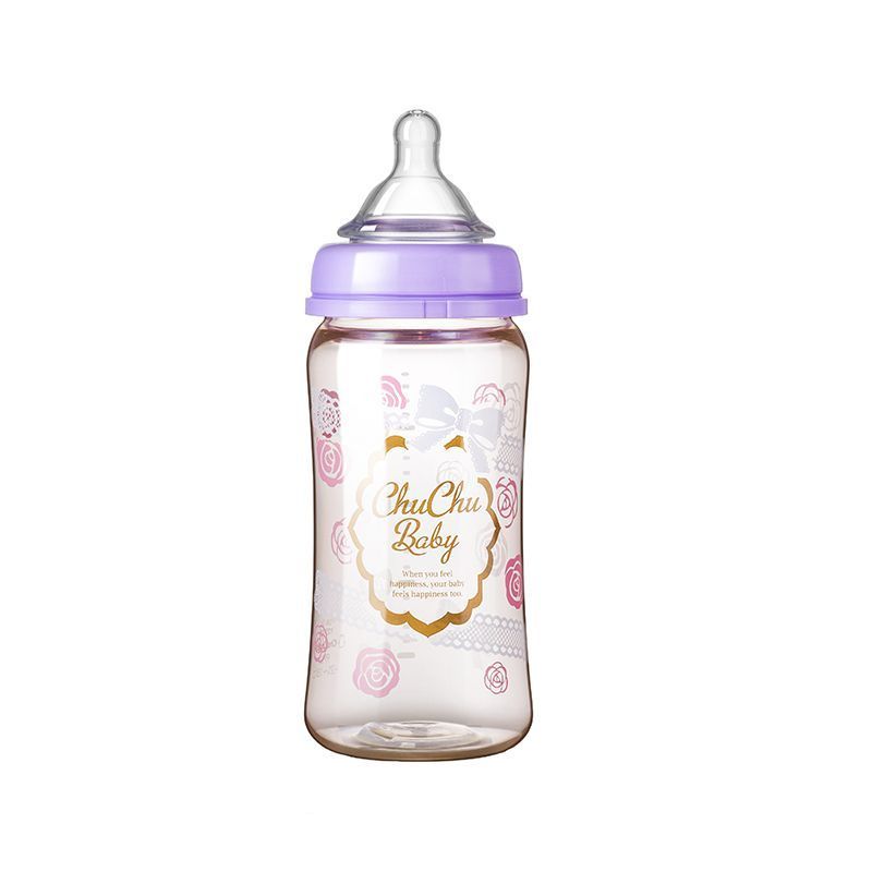 นําเข้า CHUCHU BABY CHUCHU ปากกว้าง ppsu ขวดนม 240ml ทารกแรกเกิดสมาร์ทหัวนมลูกไม้น่ารัก/4.26