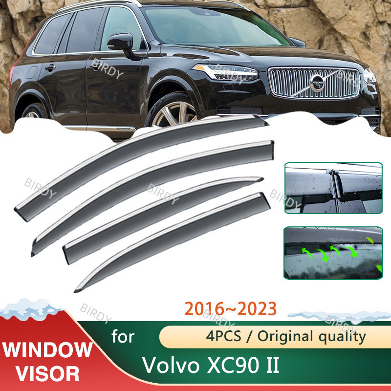 BIRDY รถ Windows Visors สําหรับ Volvo XC90 90 2 II 2016 ~ 2023 อุปกรณ์เสริม 2020 2021 กันสาด Sun Rain ควัน Shades Guard Deflector Windshie