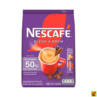 เนสกาแฟ เบลนด์ แอนด์ บรู กาแฟปรุงสำเร็จ สูตรน้ำตาลน้อย 15 ก. แพ็ค 27