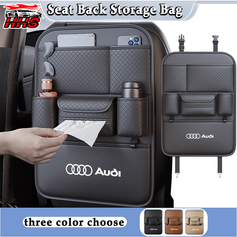 Audi Car Seat Back Storage Bag Multi-Functional Storage Organizer กระเป๋าแขวนกระเป๋า Kick Mats ที่นั