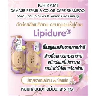 MORITOMO Official - ICHIKAMI Damage Repair & Color Care Shampoo 450 ml / แชมพูทำความสะอาดเส้นผม หอมกลิ่นเลม่อน+ซากุระ