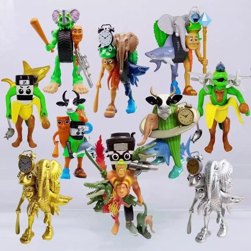 Tung Tung Sahur Wooden Stick Man Figurine – ตลก AI Shan Hai Jing Collectible PVC Desktop Decor, Vira