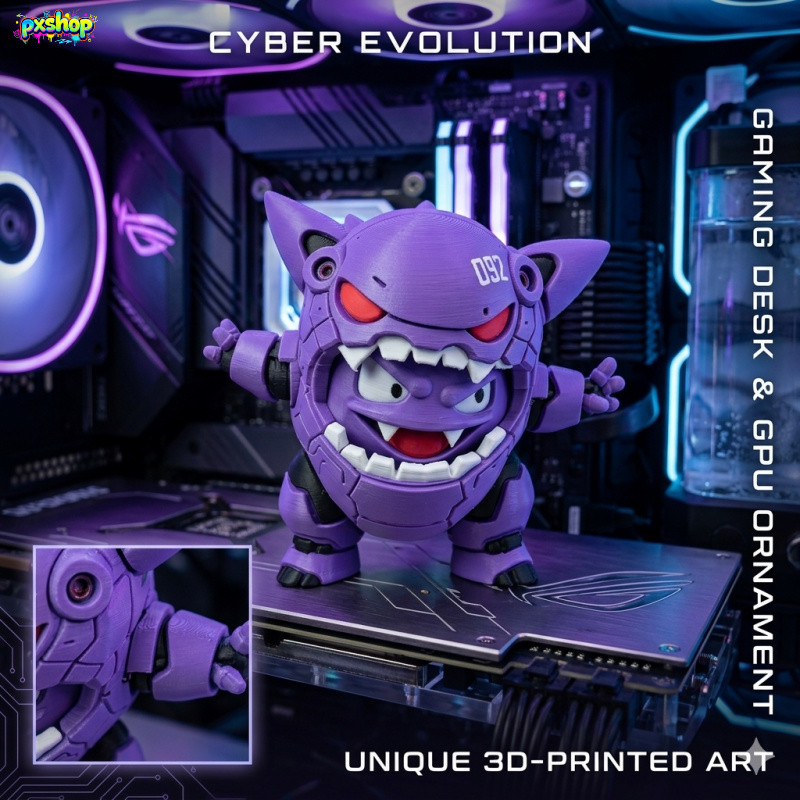 ฟิกเกอร์ Mecha Gengar (เกนก้า) โมเดลสไตล์จักรกล Mechanical 3D Print สไตล์โมเดิร์น สำหรับแต่งโต๊ะคอมสายเกมมิ่งและตกแต่งหน้ารถ (8 ซม.)