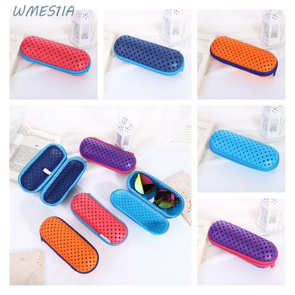 WMES1IA กล่องเก็บแว่นตาว่ายน้ํา,น้ําหนักเบา EVA ว่ายน้ํา Goggle กรณี,มัลติฟังก์ชั่แบบพกพาพร้อม Air Holes Hollow ซิปแว่นตาผู้หญิง