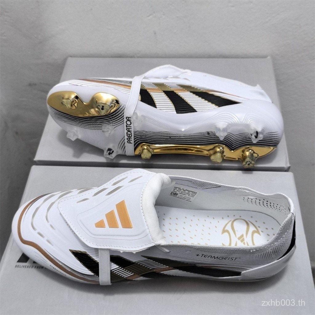 G5LB Predator ความแม่นยํา+ 25th Elite FG 36--45Raúl White/Glod Tongue Football Boots Outdoor Footbal