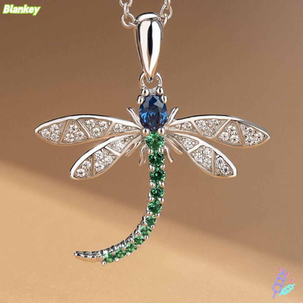 BLAKEFX สร้อยคอจี้แมลงปอ, แมลงปอรูปฝังออกแบบสร้อยคอ Cubic Zirconia, ประณีตที่มีสีสัน Cubic Zirconia 
