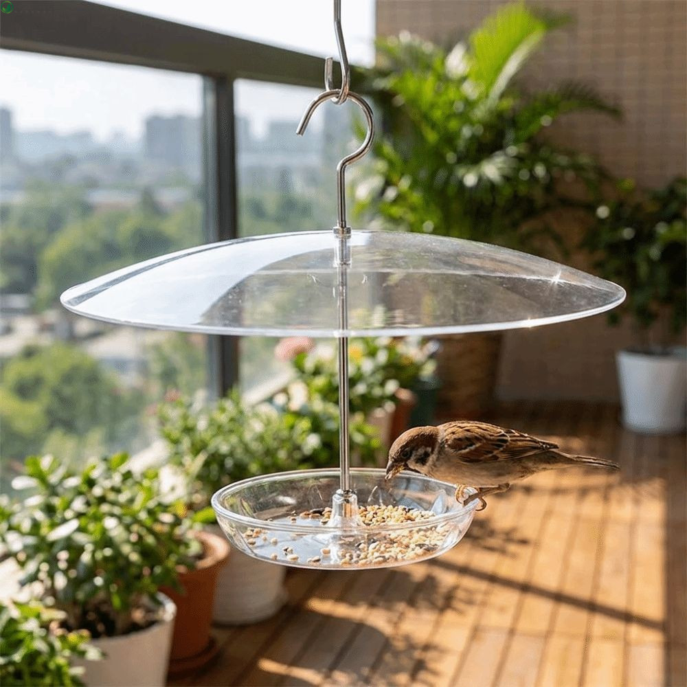 NEEDWAY Bird Feeder Rain Guard Cover, Snow Proof UV Protection Umbrella Bird Feeder, Squirrel Proof Clear Dome Weatherproof Hanging Bird Feeder Baffle Yard Use