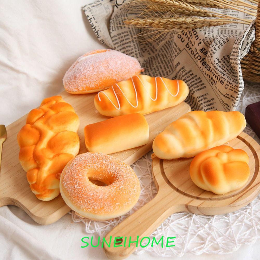 ซันอิโฮม จําลองขนมปังเทียมของเล่น,จําลองอาหารหลอกจําลองขนมปัง ของเล่นบีบ,สร้างสรรค์หยอกล้อคนขนมปังปิ้งนุ่มจําลองขนมปังรุ่นของเล่นเด