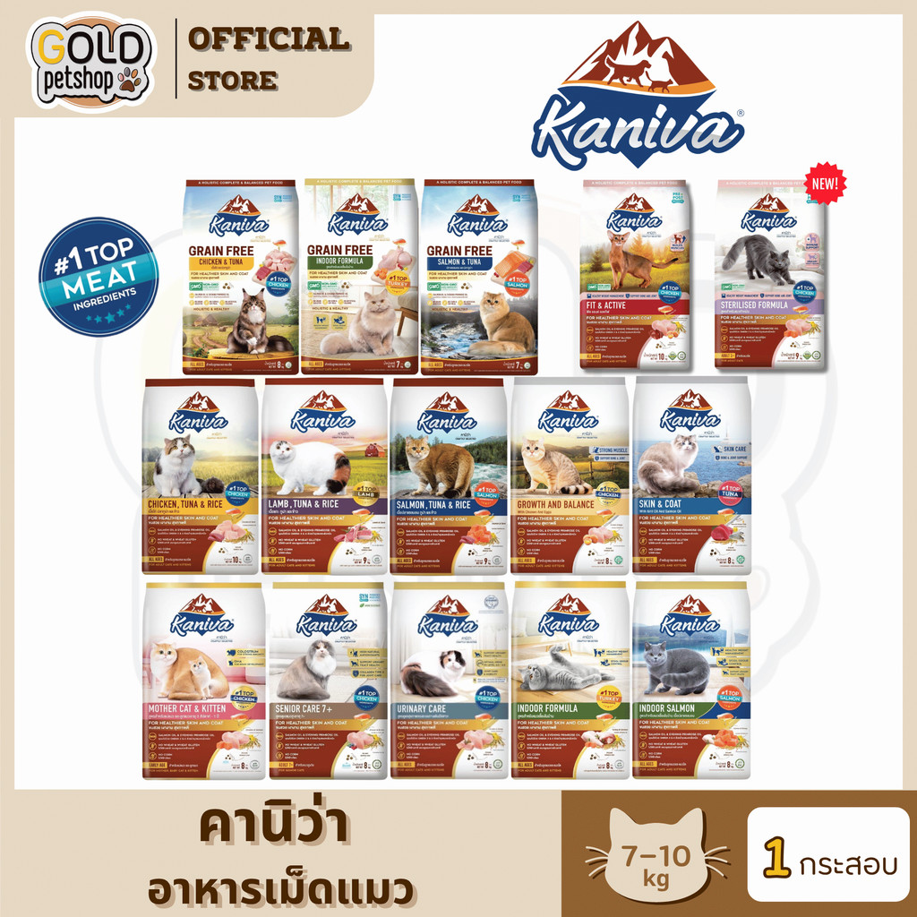 Kaniva อาหารแมวคานิว่า โซเดียมต่ำ ขนสวย ขับถ่ายดี ครบสูตร ยกกระสอบ ขนาด 6-10 Kg