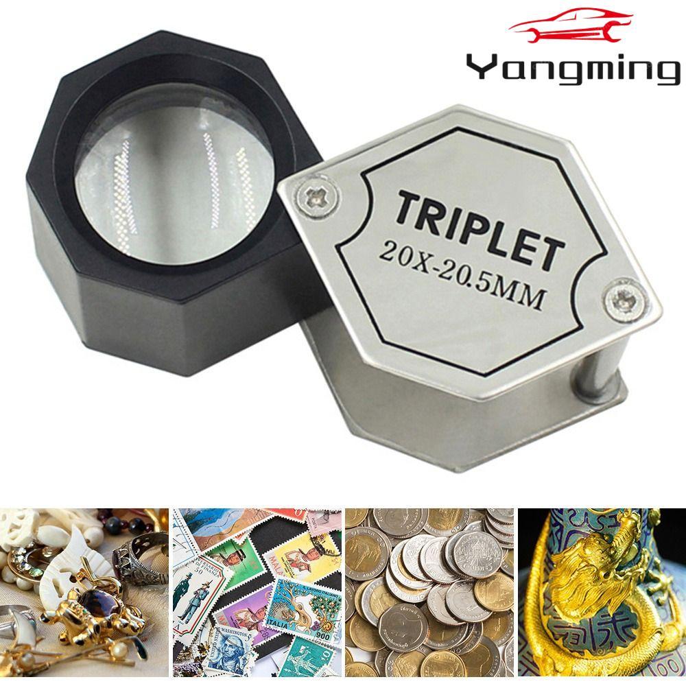 YANGMING แว่นขยายเลนส์มือถือแบบพกพาพับ Jeweler Eye Glass