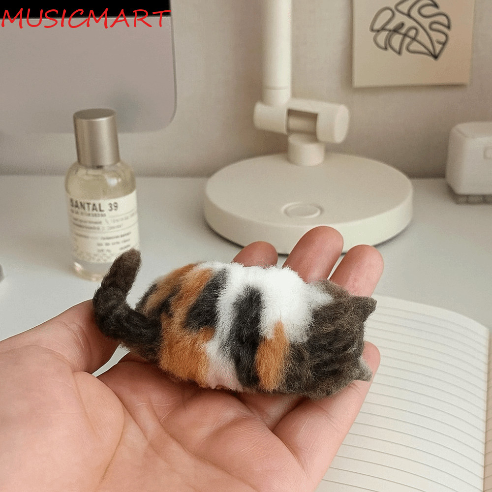 MUSICMART Cat Wool Needle Felting Kit, Non-Fished Beginner Friendly Wool Felting Bag, Needle Felting