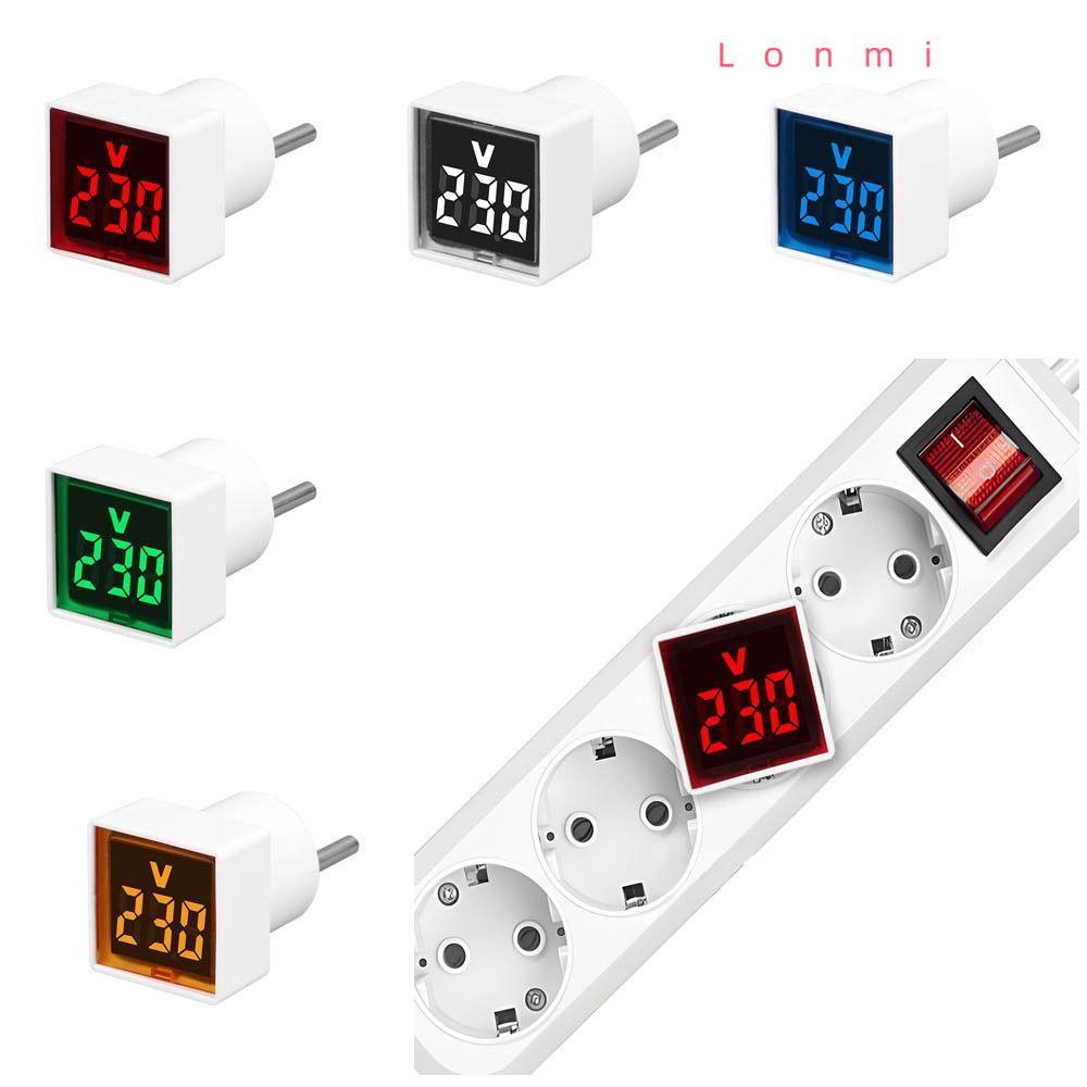 LONMI เครื่องวัดแรงดันไฟฟ้า, 220V/230V จอแสดงผลโวลต์มิเตอร์สแควร์, แบบพกพา AC EU Plug LED โวลต์มิเตอ