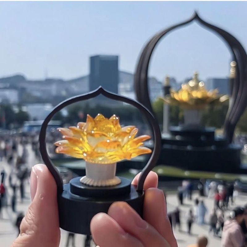 Xuzhou Baolian โคมไฟโชคดี Lotus แม่เหล็กเรซิ่น Luminous ตู้เย็นสติกเกอร์ Tourist ของที่ระลึกของที่ระ