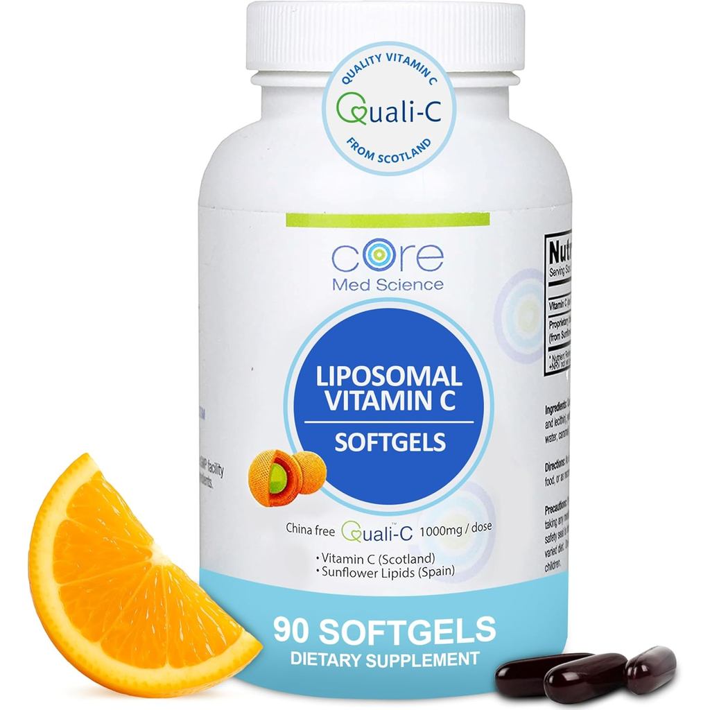 Core Med Science Liposomal Vitamin C 1000mg, 90 Softgels - วิตามินซี Liposomal ที่ไม่ใช่จีเอ็มโอที่ส