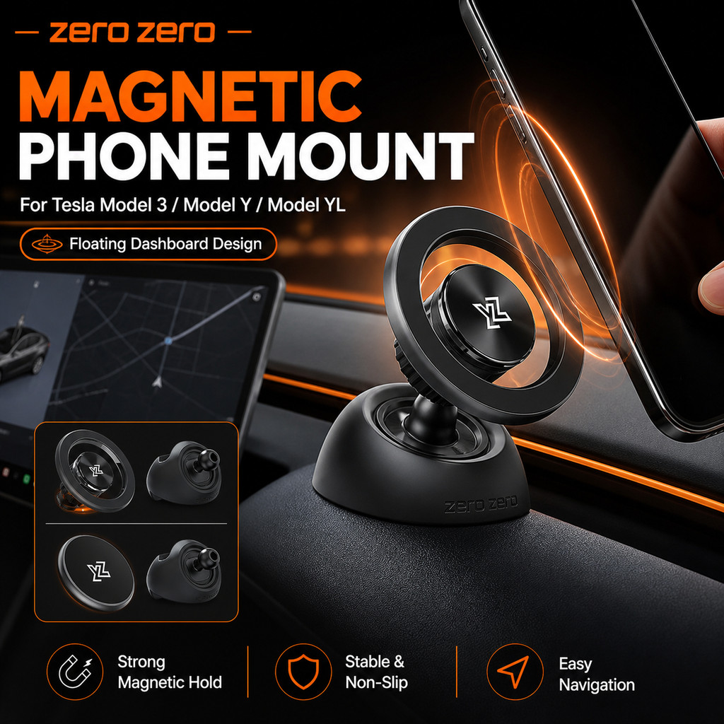 สำหรับ Tesla Model 3 Model Y Model YL 2025-2026 ที่วางโทรศัพท์แม่เหล็ก ติดหน้าจอกลาง แท่นวางโทรศัพท์นำทาง ติดตั้งบนคอนโซลหน้า หมุนปรับได้ อุปกรณ์ตกแต่งภายในรถ Zero zero
