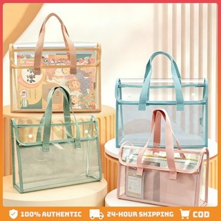 Transparent PVC File Bag Large Capacity Waterproof Tote For Document School Office Supplies