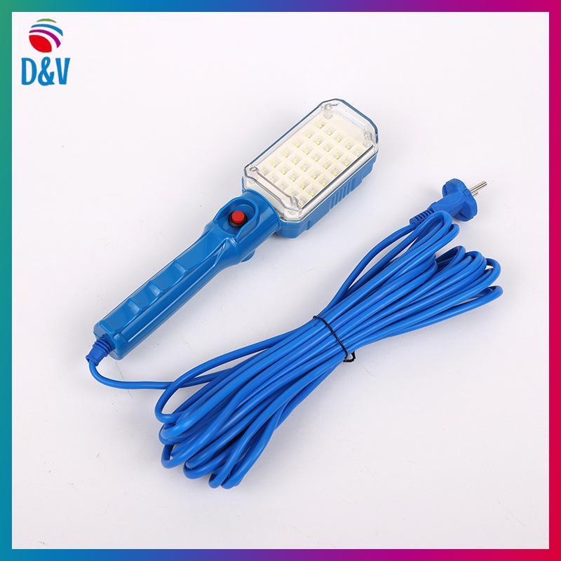 D&V แบบพกพา 7W 30LED ไฟฉายการประชุมเชิงปฏิบัติการ 220V ไฟทํางานโรงรถซ่อมโคมไฟตรวจสอบ 10M สายไฟไฟฉายม