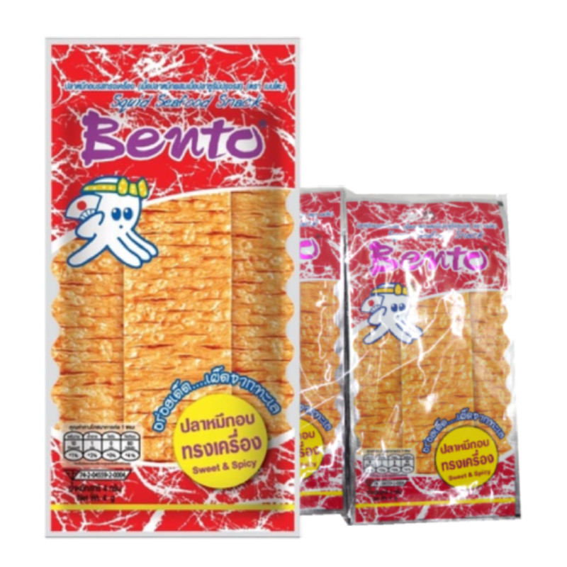 เบนโตะ หมึกอบทรงเครื่อง 4 ก. x 24 (BENTO Squid Seafood Snack Sweet & Spicy 4 g x 24)