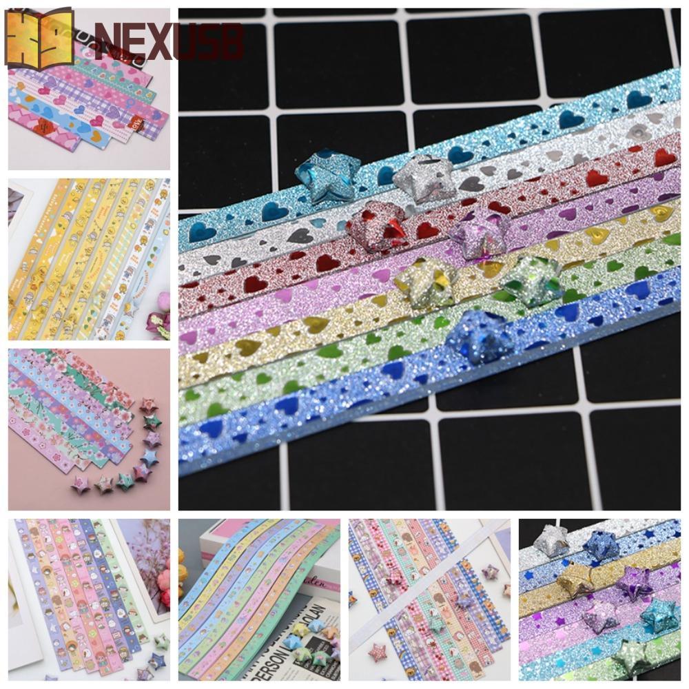 NEXUSBEAM Origami Stars Paper, Star Paper Strips Paper Craft Star Folding Paper, Child Hand Art Luck