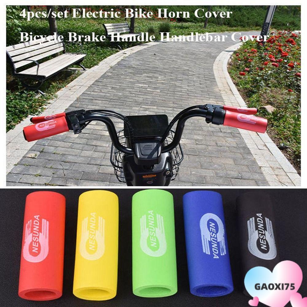 แก๊ซ75 4ชิ้น/เซ็ตถุงมือจักรยานไฟฟ้า,ฟองน้ํา5สีฮอร์นปก,ถุงมือจับกันลื่นคุณภาพสูงอุปกรณ์มอเตอร์ไซค์