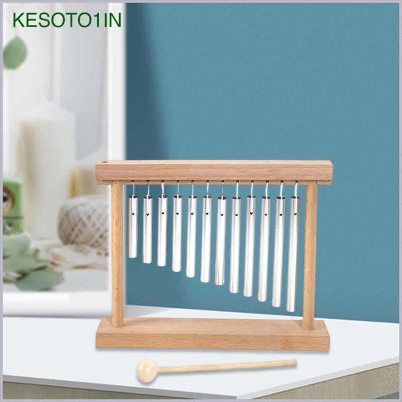 [kesoto1in] Bar Chime พร้อม Mallet Desktop ตกแต่งผ่อนคลายพร้อมขาตั้งไม้ Hand Chimes Music Percussion