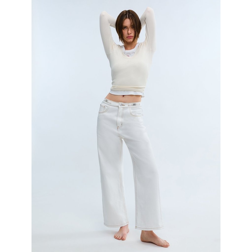 [Pomelo] กางเกงยีนส์ทรงตรงเอวสูง / High Waist Straight Leg Jeans