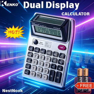 【COD] 12 Digits Dual Display Calculator with Money Detector - Battery Power (Free AA Battery)