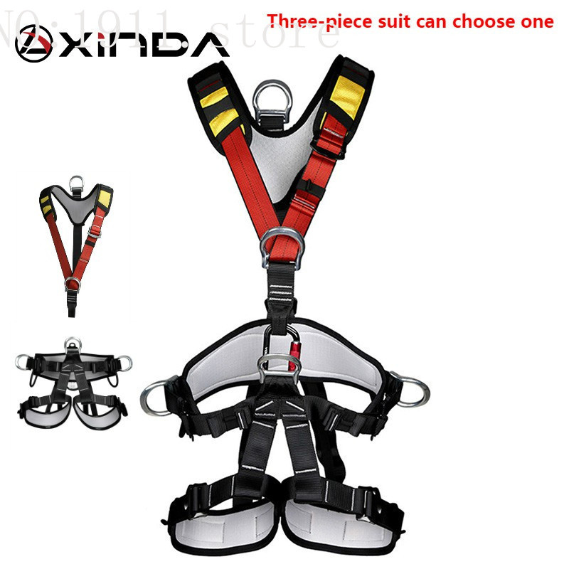 ⭐XINDA Professional Rock Climbing Harnesses เข็มขัดนิรภัยแบบเต็มตัว Anti Fall ถอดเกียร์ระดับความสูง 