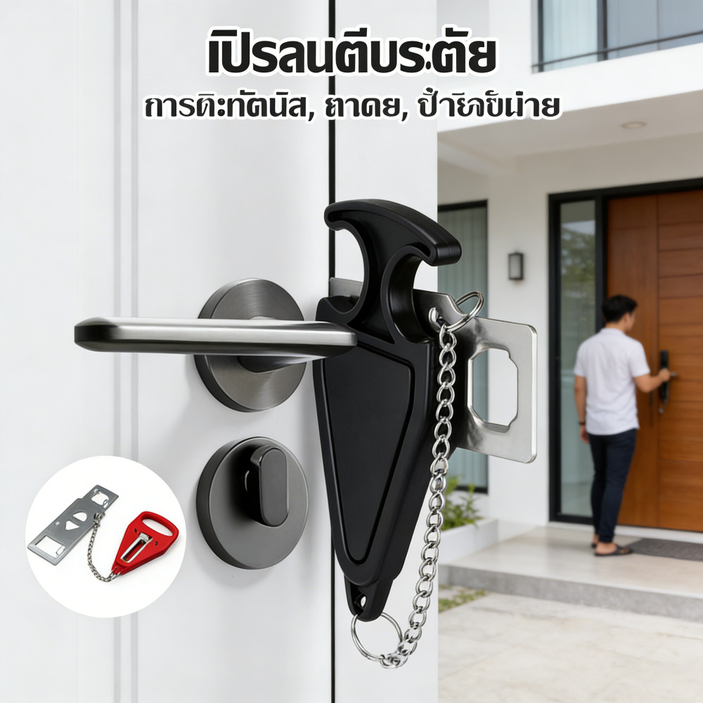 ปลอดภัยล็อคประตูบานเลื่อน ล็อคกันขโมยที่ล็อคประตู ล็อคประตูแบบพกพา ล็อคประตูส่วนใหญ่