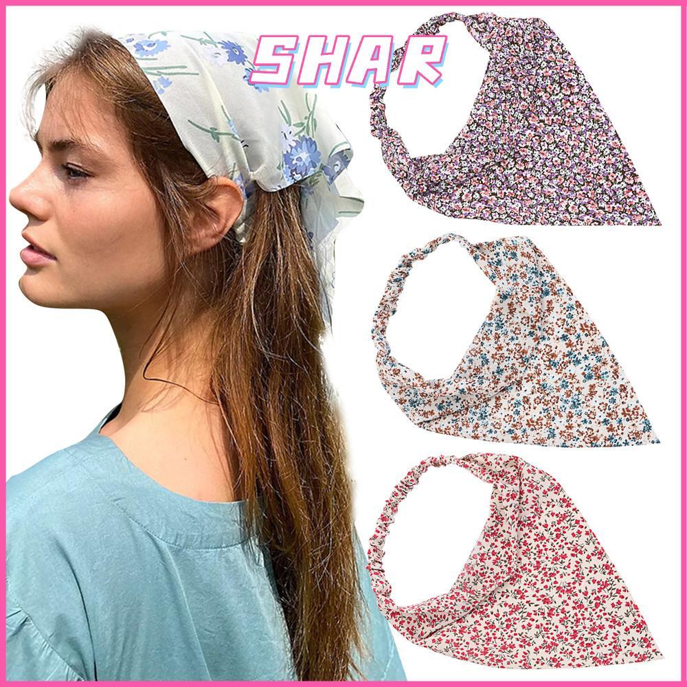 SHAR ผ้าพันคอสําหรับผู้หญิงพิมพ์ลายดอกไม้ Head Wrap Head Bandana Head Scarf