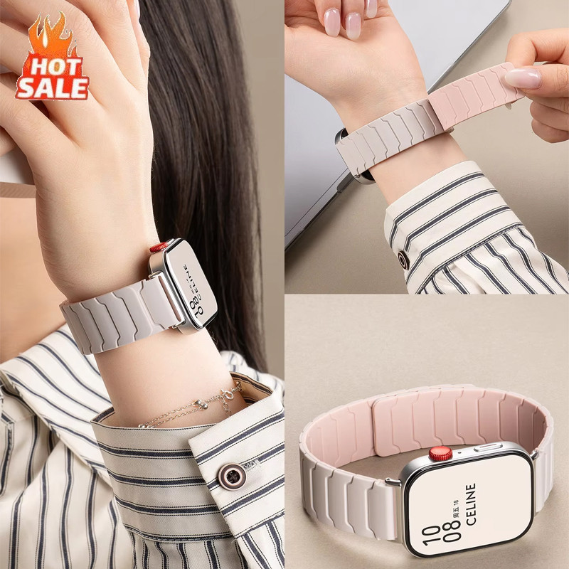 สายซิลิโคนแม่เหล็กสําหรับ Huawei Watch Fit 4/4 Pro Fit 5/5Pro Breathable สายรัดข้อมือฤดูหนาวสําหรับ Huawei Fit 3 2 1
