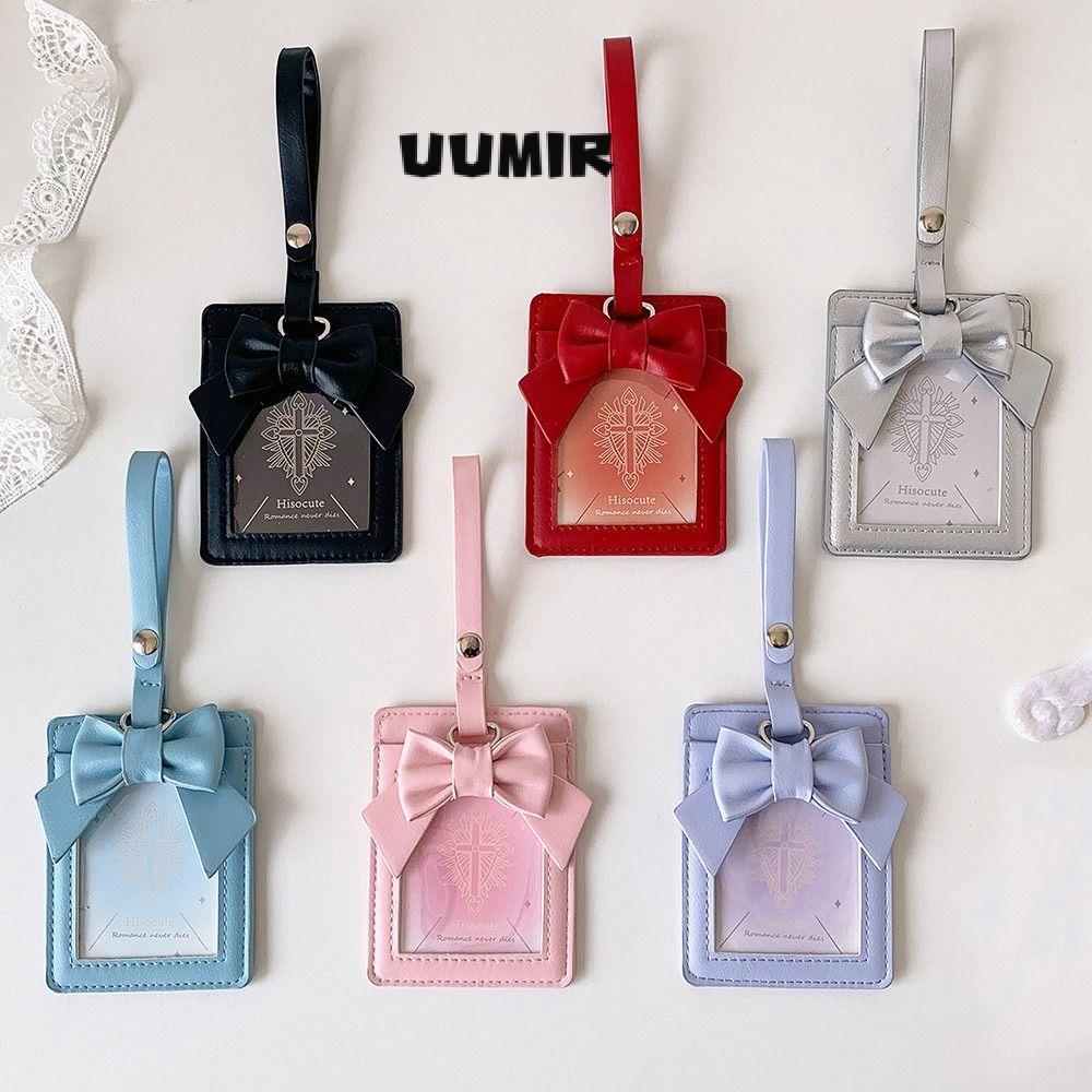 UUMIR ฝาครอบป้องกันรูปภาพ หูกระต่าย 3 นิ้ว ที่ใส่บัตรหนัง PU แฟชั่น