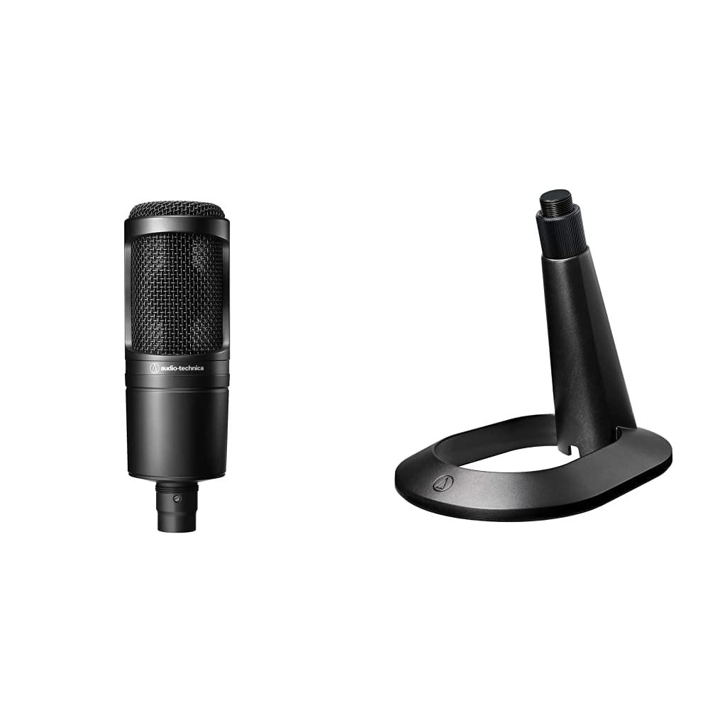 Audio-Technica AT2020 Condenser Microphone & AT8703 Microphone Stand Japan Original - Black