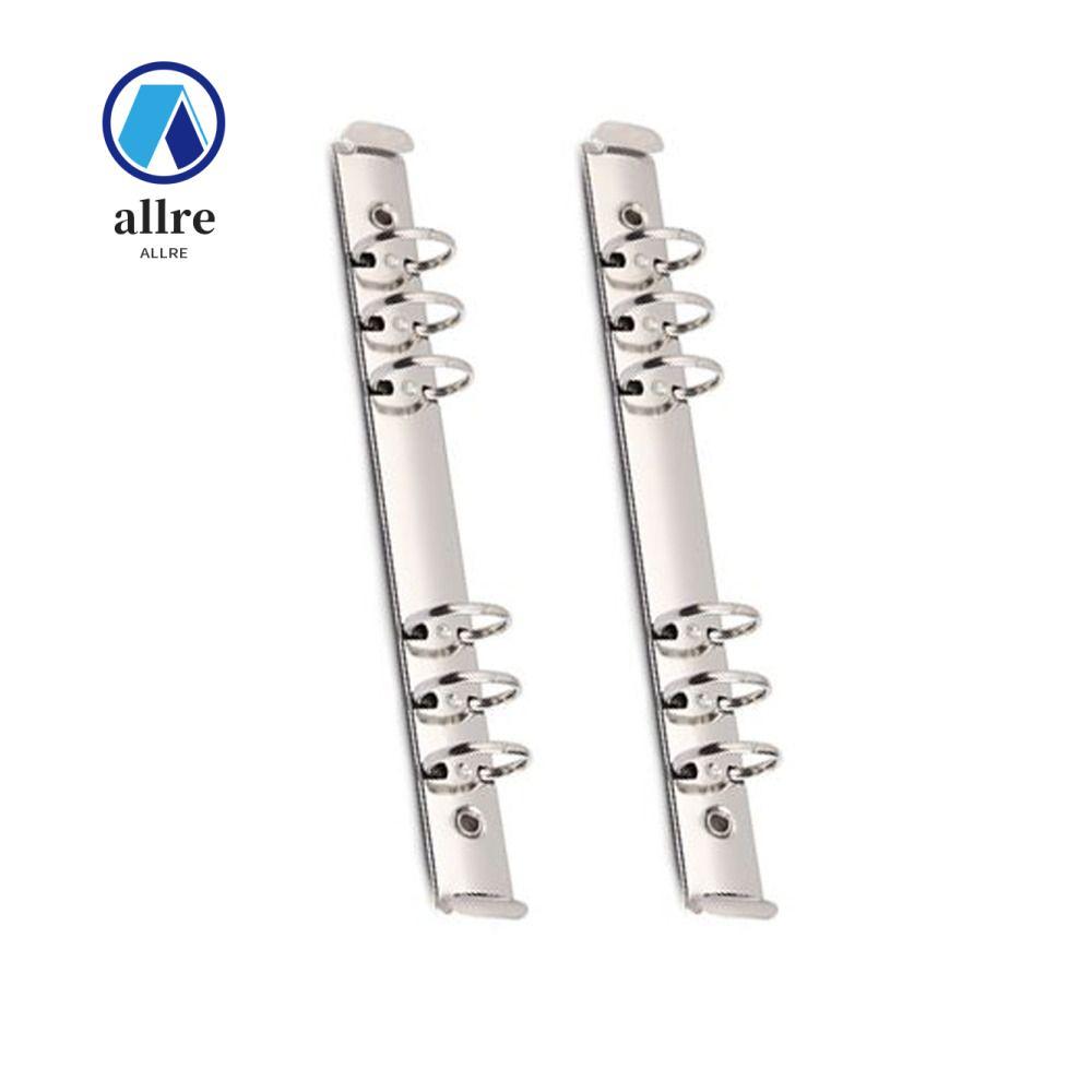 ALLRE 2PCS A5 Binder 6 แหวน, 6 หลุมแหวนเงิน A5 Binder, 3 ซม.เส้นผ่านศูนย์กลางเงินสีโลหะคลิปโลหะ A5 3