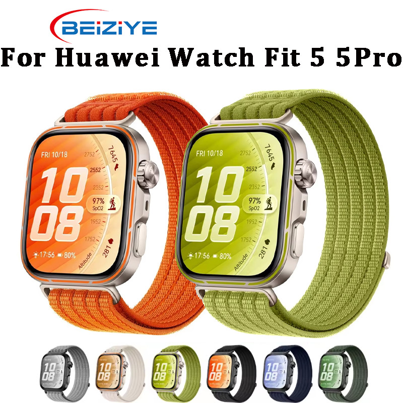 อย่างเป็นทางการห่วงไนลอนทอสําหรับ Huawei Watch Fit 5 สายรัดข้อมือระบายอากาศสําหรับนาฬิกา Huawei Fit 5 Pro สายนาฬิกา