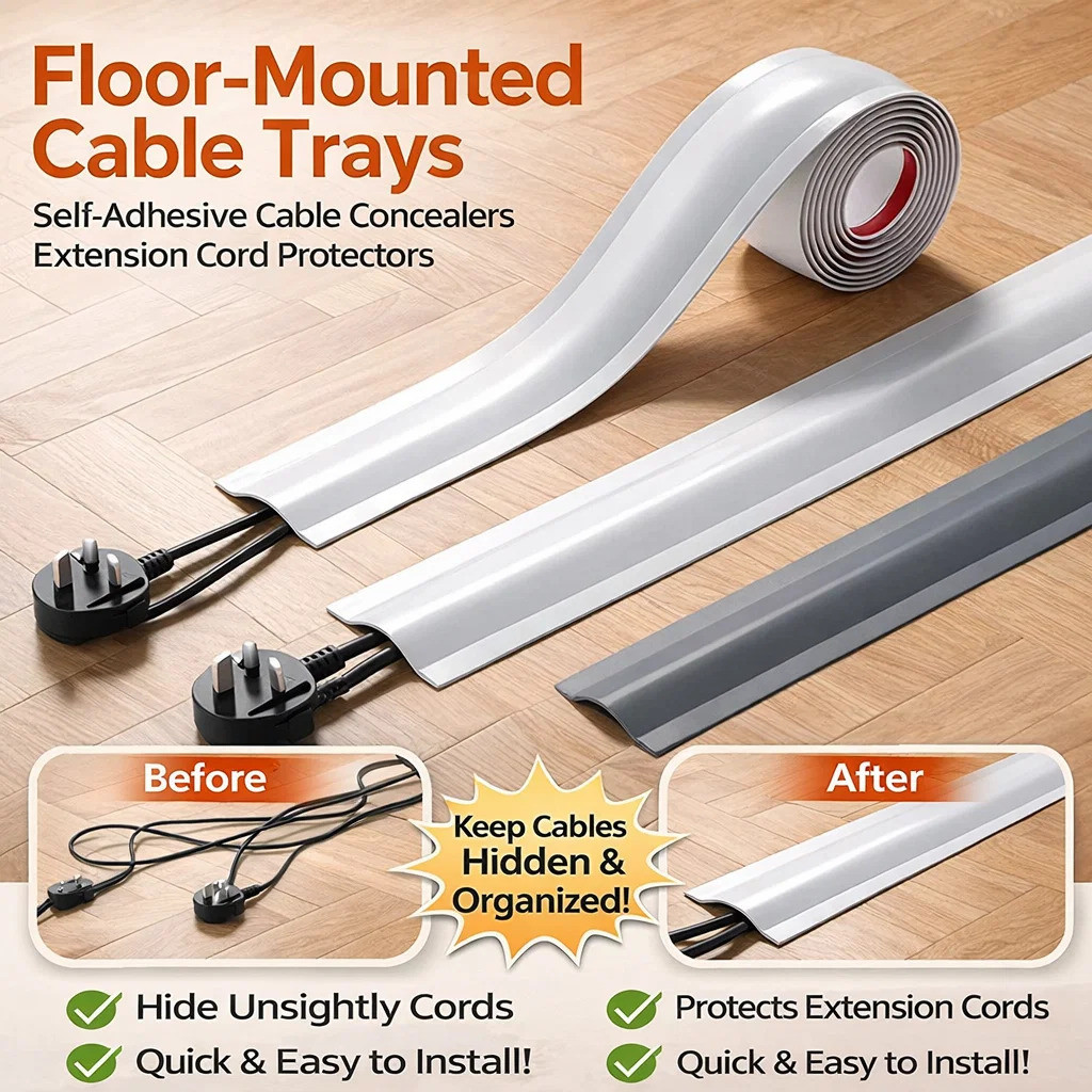 ️ที่มองไม่เห็น/Anti-PinchFlexible Cable Management Channel ตกแต่ง Cable Management Channel 1 เมตร