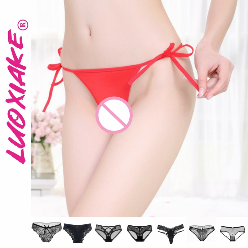 LUOXIAKE เซ็กซี่ Bell โลหะเปิด Crotch กางเกง Lace Up T-Back ทองชุดชั้นในกางเกงสําหรับผู้หญิง